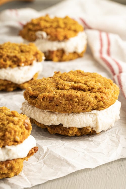 Easter Dessert Vegan Carrot Cake Cookies with Cream Cheese Frosting - GF