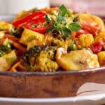 Vegan curry with tofu and vegetables