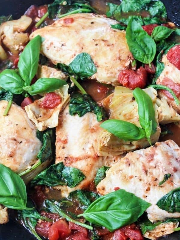 Saucy, Quick Chicken Recipe with Artichokes and Tomatoes